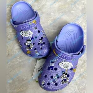 NWT Crocs Disney Parks Disney100 Mickey & Friends Purple Classic Clogs